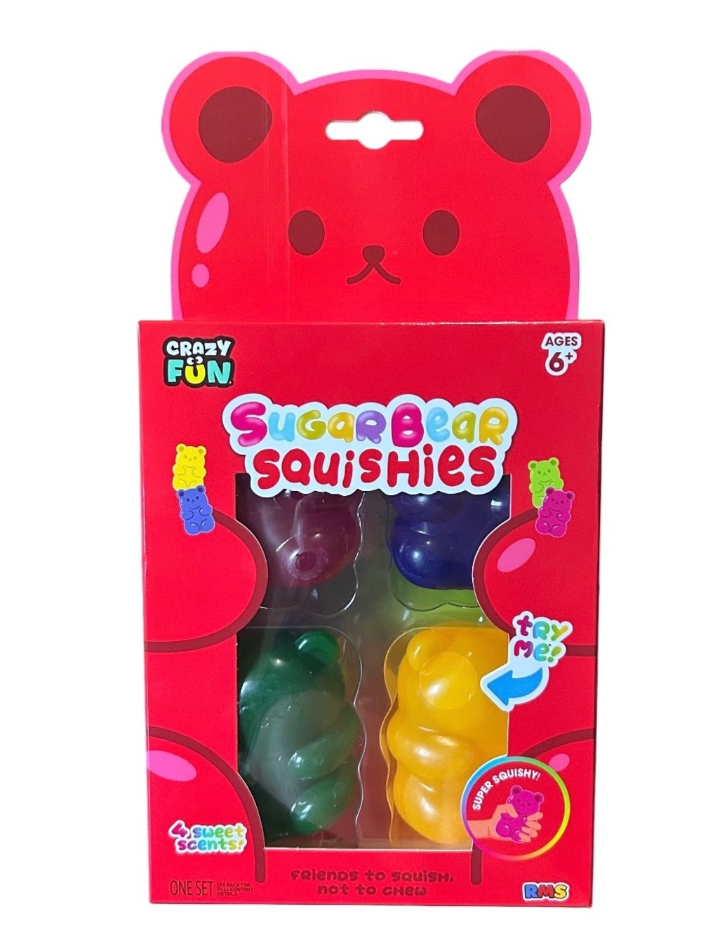 Sugar Bear Squishies Scented Stress Relief Squeeze Sensory Fidget Toy Box Of 4